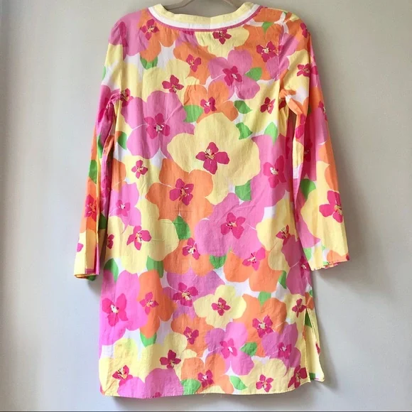 Lilly Pulitzer | Pink and Yellow Elina Tunic Coverup Tropical Floral Dress - Picture 2 of 4
